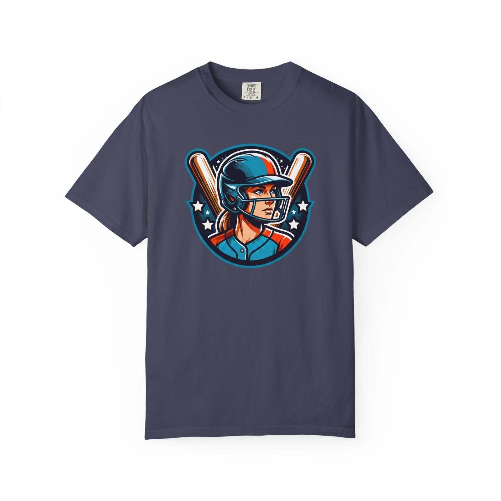 softball player graphic shirt — retro batter softball t‑shirt on comfort colors 1717 tee