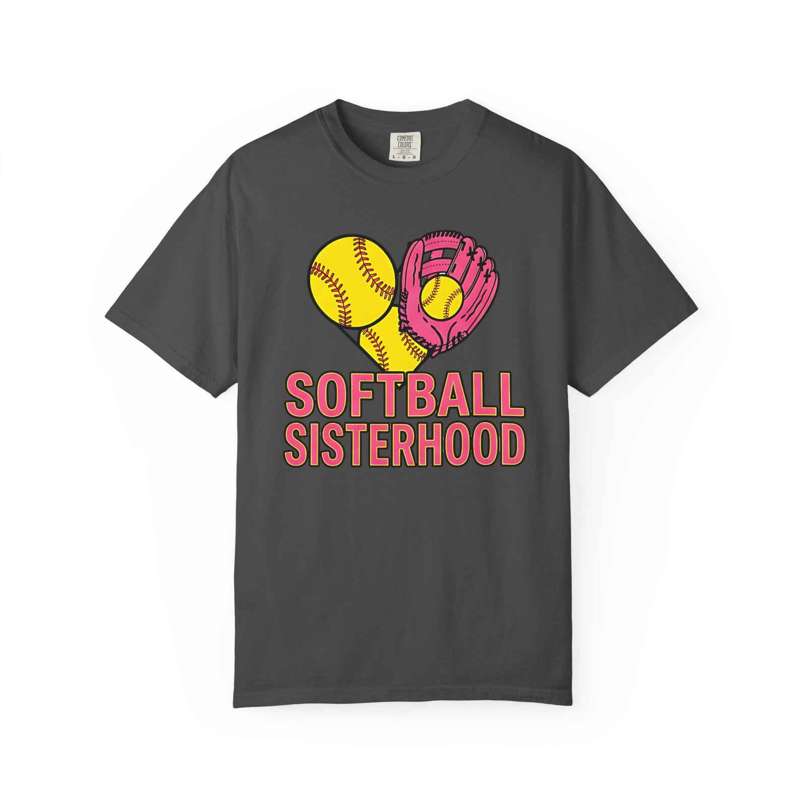 softball sisterhood tee — women’s softball graphic on comfort colors 1717 t shirt