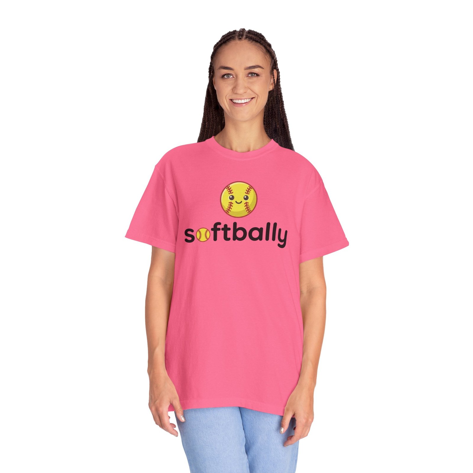 softbally logo tee — colorful softball graphic on comfort colors 1717 t shirt