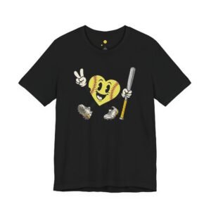 softball heart figure t‑shirt – cute retro softball love tee