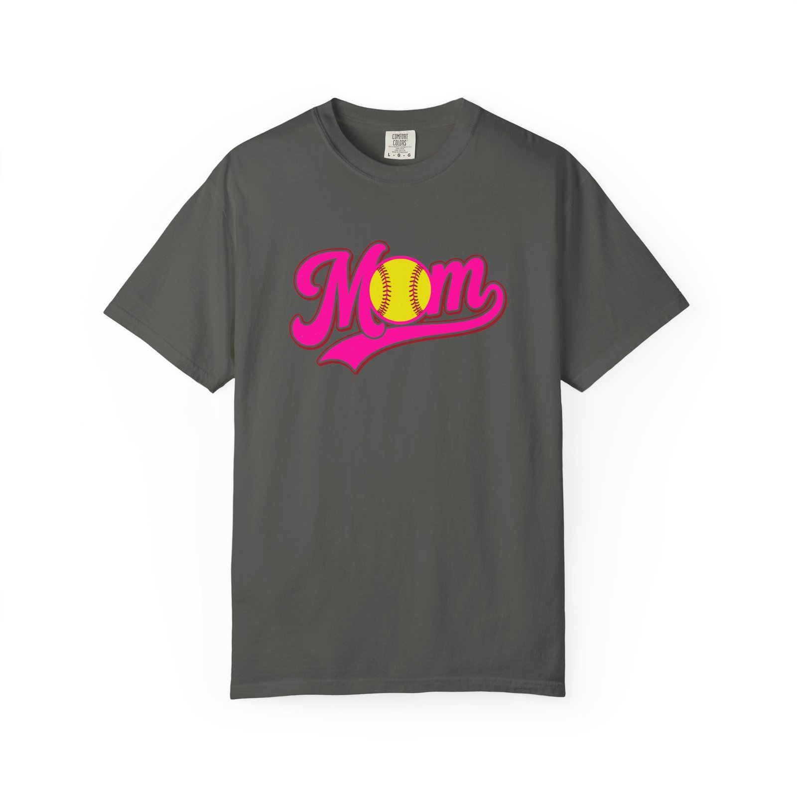softball mom t shirt pink retro script mom with softball graphic on comfort colors 1717 tee