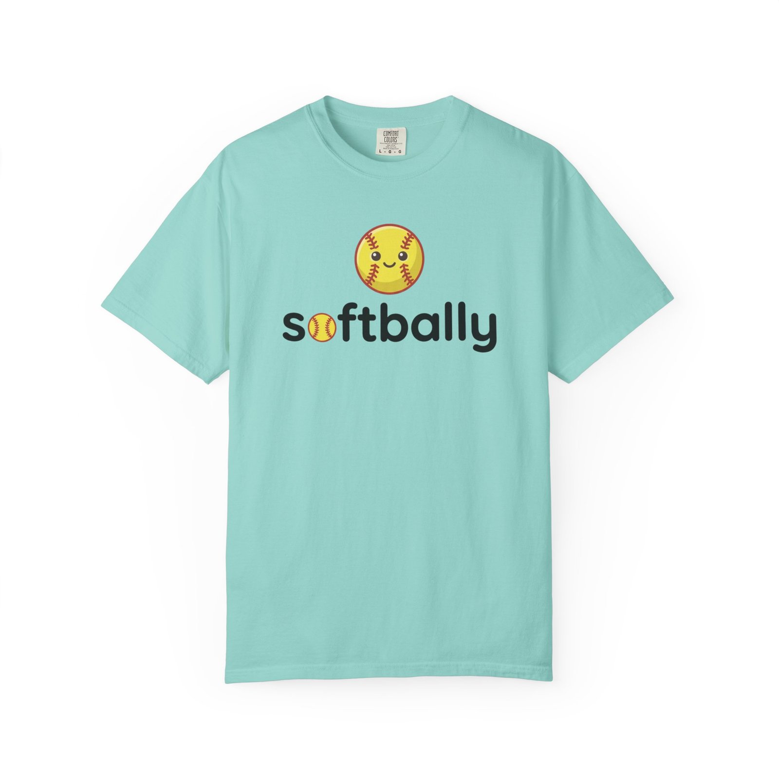 softbally logo tee — colorful softball graphic on comfort colors 1717 t shirt