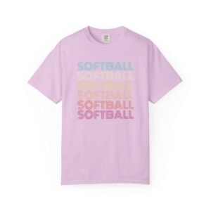 softball retro wave tee — pastel repeating softball graphic on comfort colors 1717 t shirt