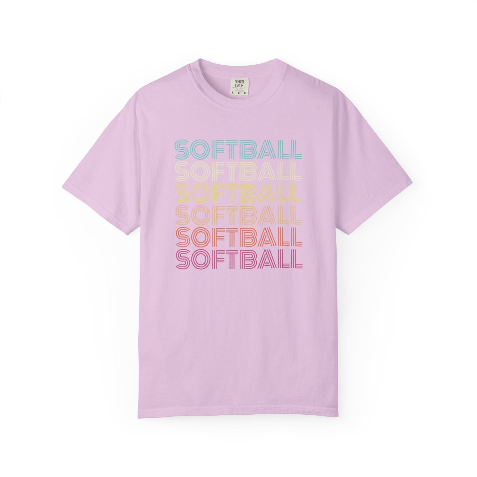 softball retro wave tee — pastel repeating softball graphic on comfort colors 1717 t shirt