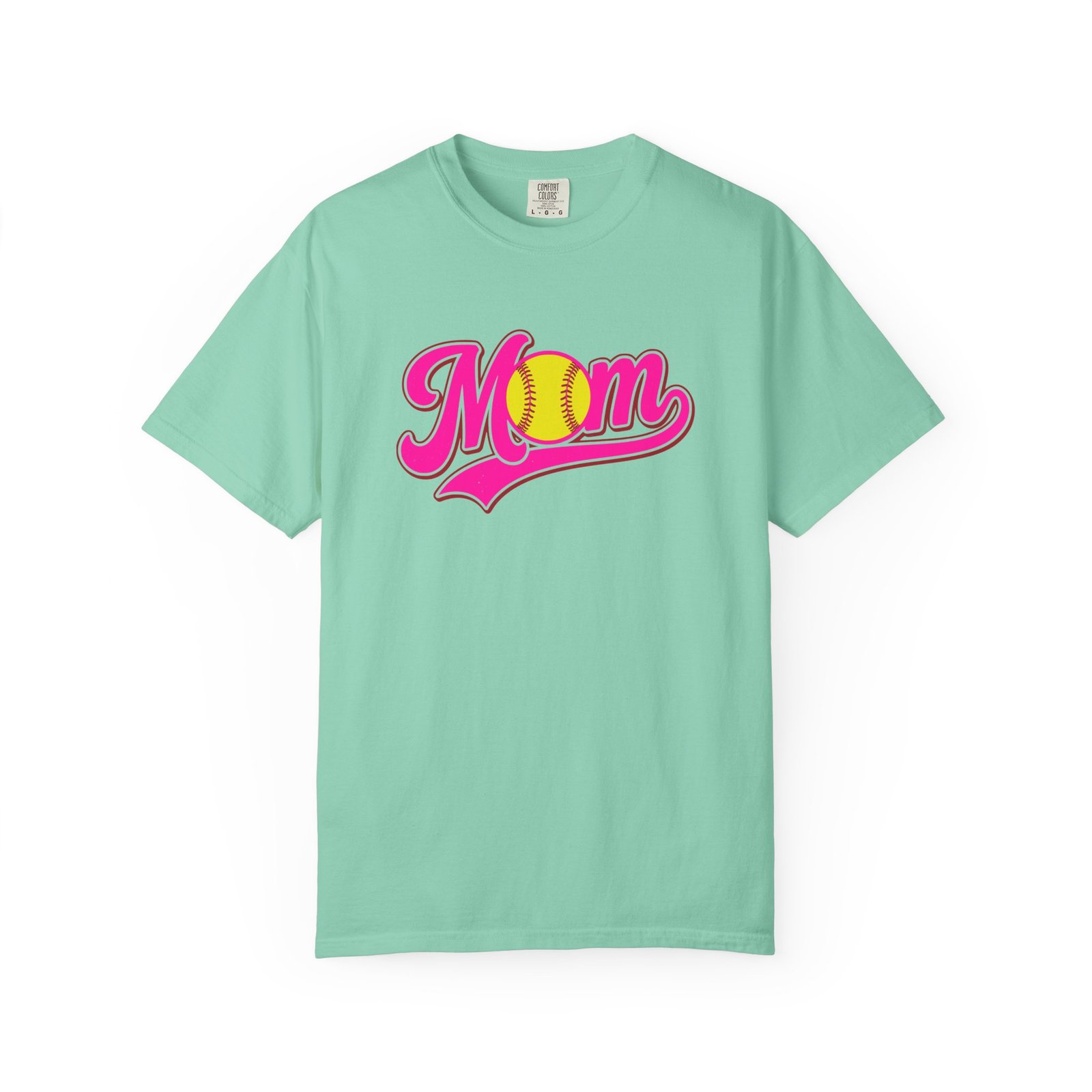softball mom t shirt pink retro script mom with softball graphic on comfort colors 1717 tee