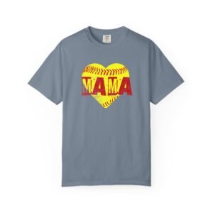 softball heart 'mama' tee — softball mom / mother shirt on comfort colors 1717 t shirt