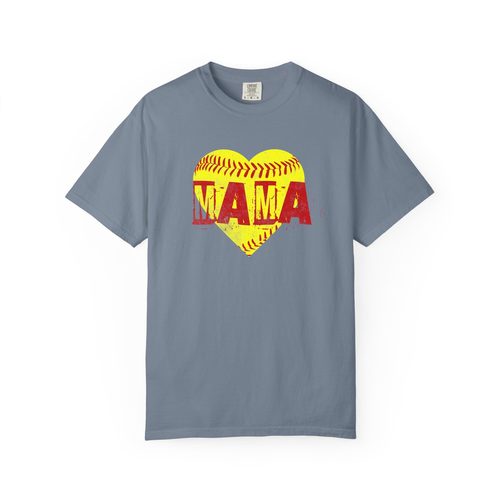 softball heart 'mama' tee — softball mom / mother shirt on comfort colors 1717 t shirt