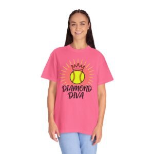 diamond diva softball tee — graphic shirt for players & fans on a comfort colors 1717 t shirt