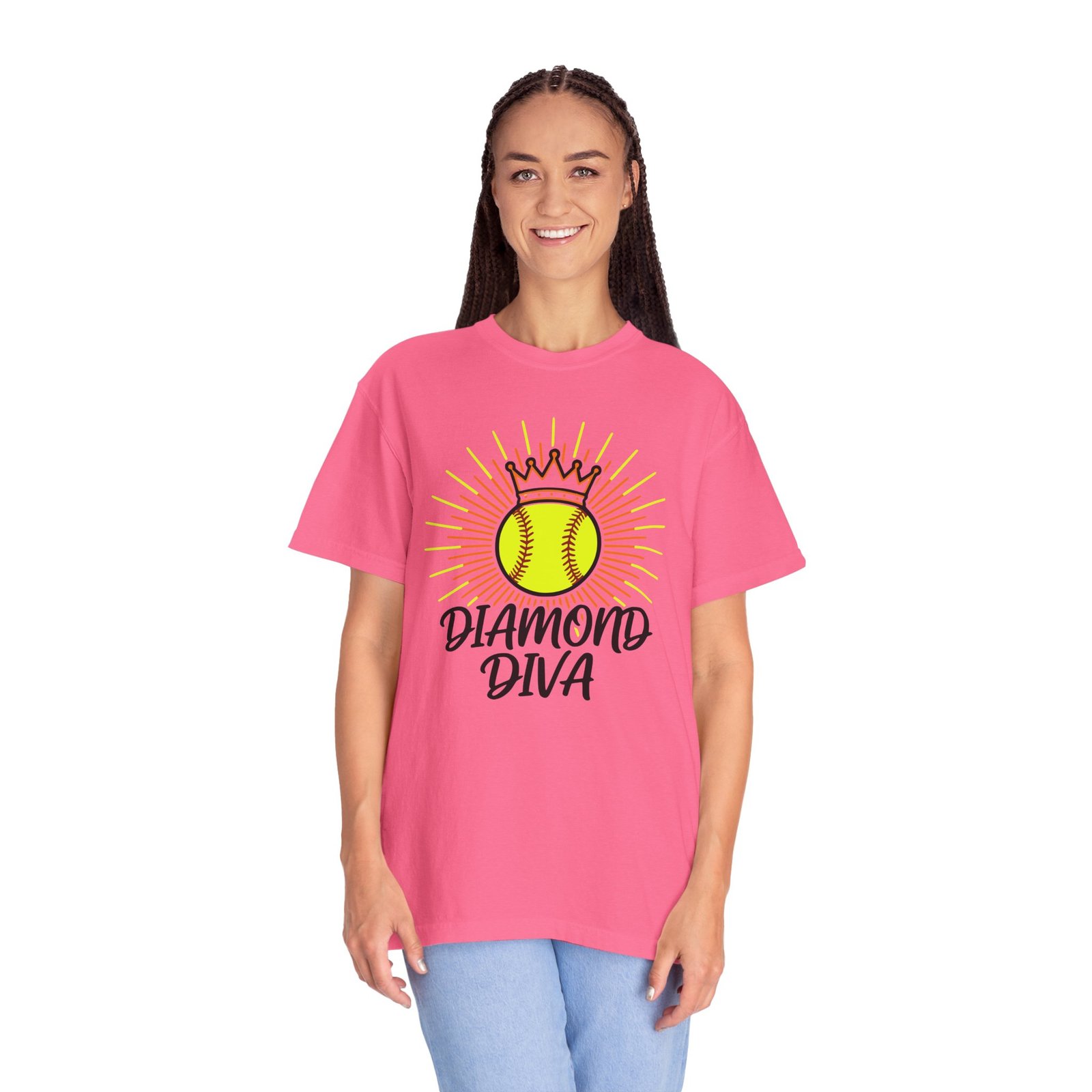 diamond diva softball tee — graphic shirt for players & fans on a comfort colors 1717 t shirt