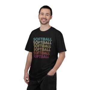 softball retro wave tee — pastel repeating softball graphic on comfort colors 1717 t shirt