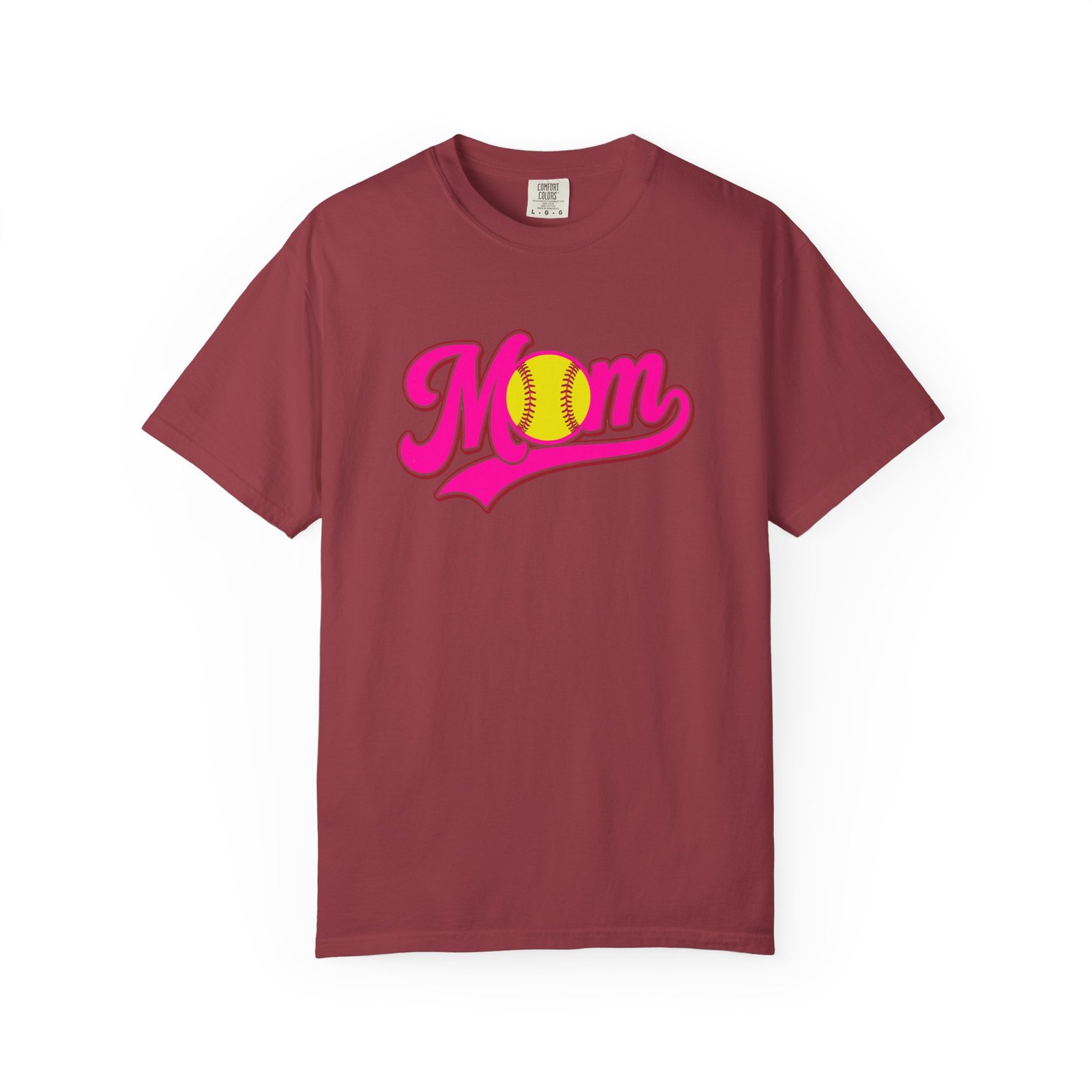 softball mom t shirt pink retro script mom with softball graphic on comfort colors 1717 tee