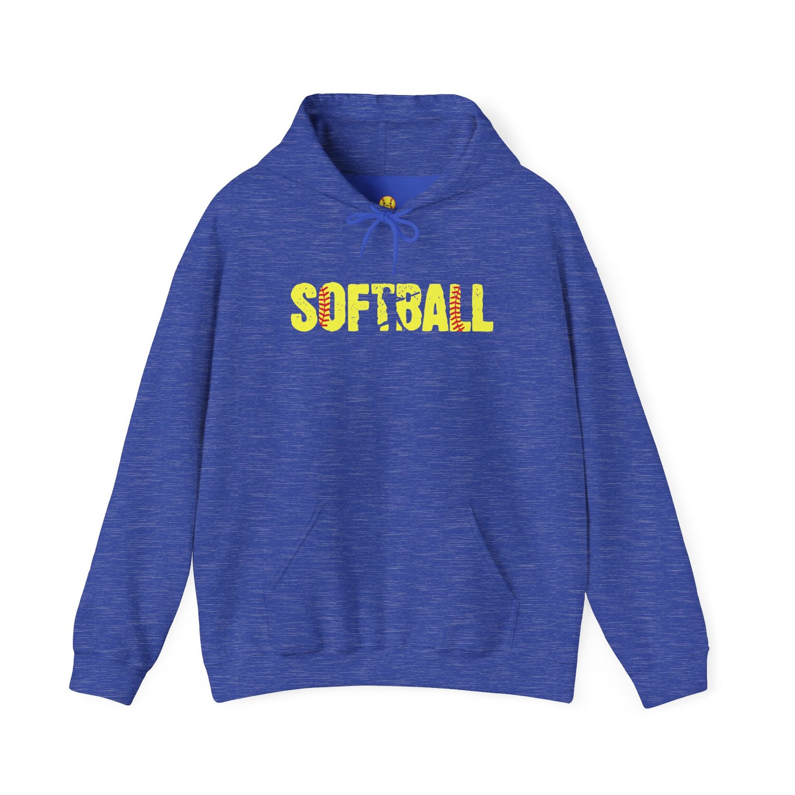 softball graphic hoodie — yellow stitch lettering in softball yellow hooded sweatshirt