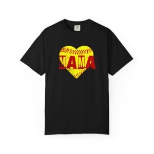 softball heart 'mama' tee — softball mom / mother shirt on comfort colors 1717 t shirt