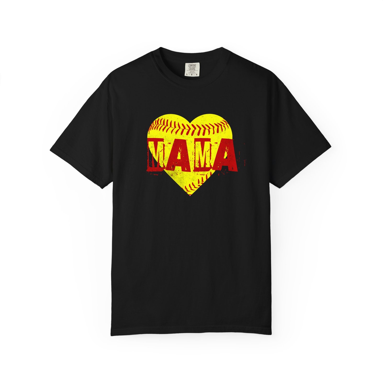 softball heart 'mama' tee — softball mom / mother shirt on comfort colors 1717 t shirt
