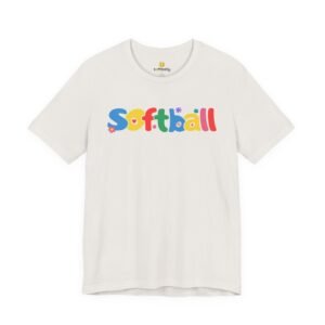 softball colorful kids tee — playful retro lettering softball shirt