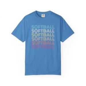 softball retro wave tee — pastel repeating softball graphic on comfort colors 1717 t shirt