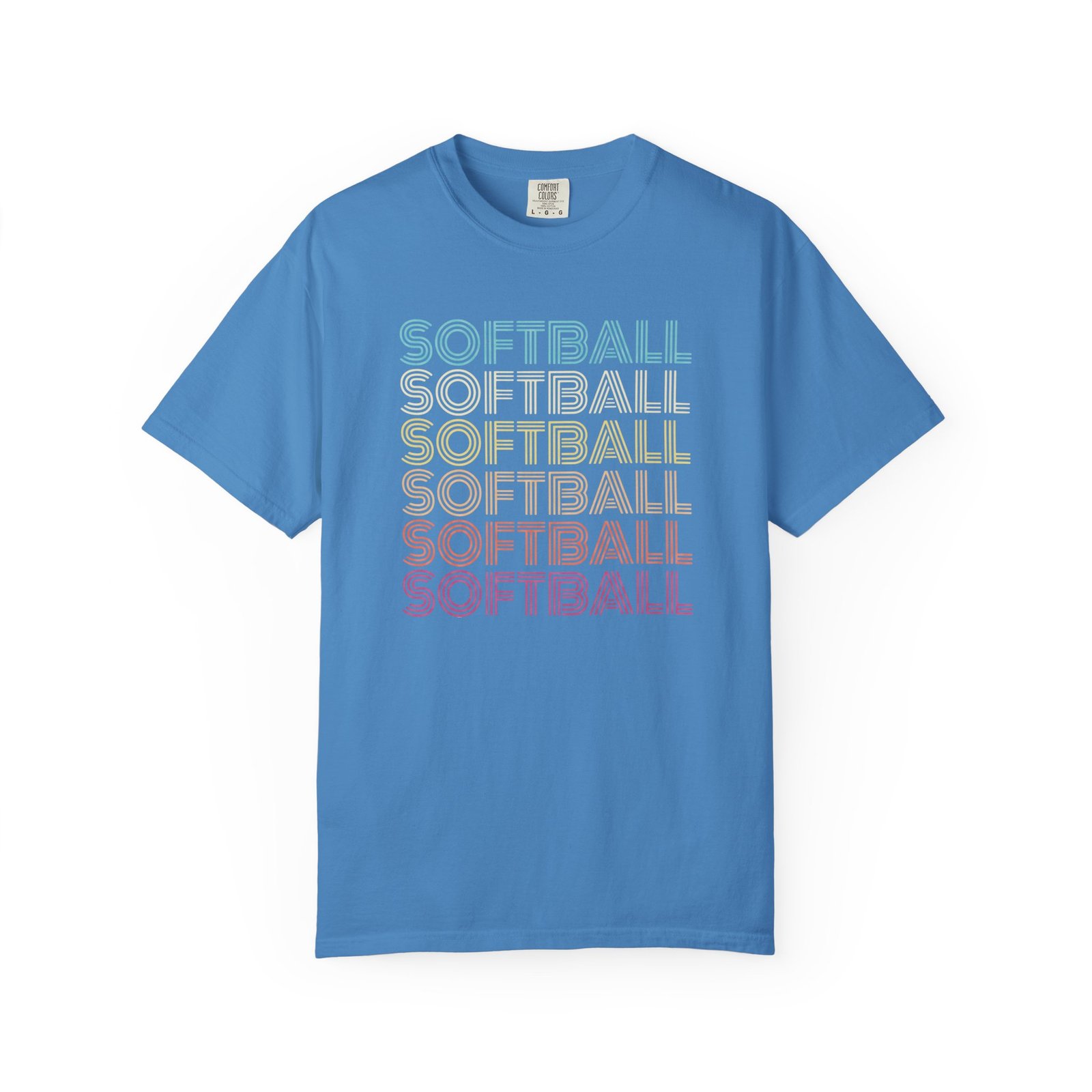 softball retro wave tee — pastel repeating softball graphic on comfort colors 1717 t shirt