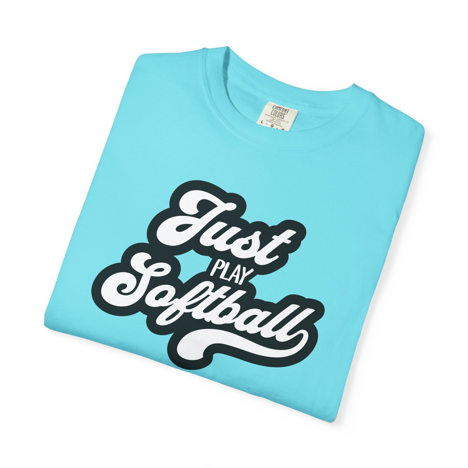 just play softball retro script t‑shirt on comfort colors 1717 tee