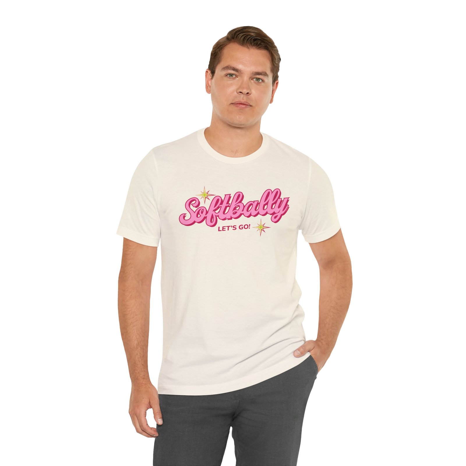 softbally “let’s go!” tee — bubble gum retro softball shirt softbally “let’s go!” tee — bubble gum retro softball shirt