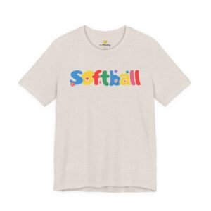 softball colorful kids tee — playful retro lettering softball shirt
