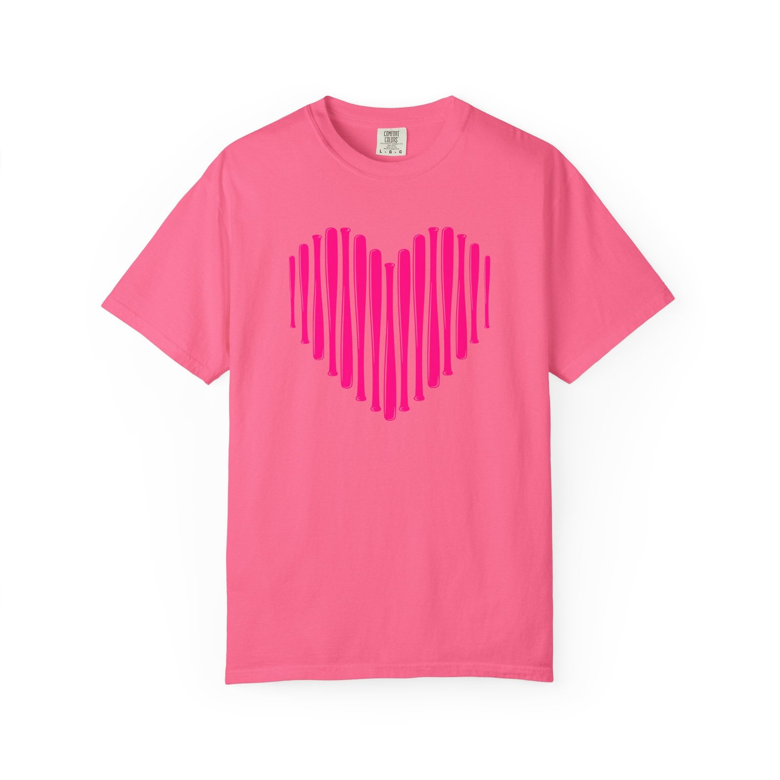 heart bats softball tee pink heart graphic t shirt on comfort colors 1717 shirt