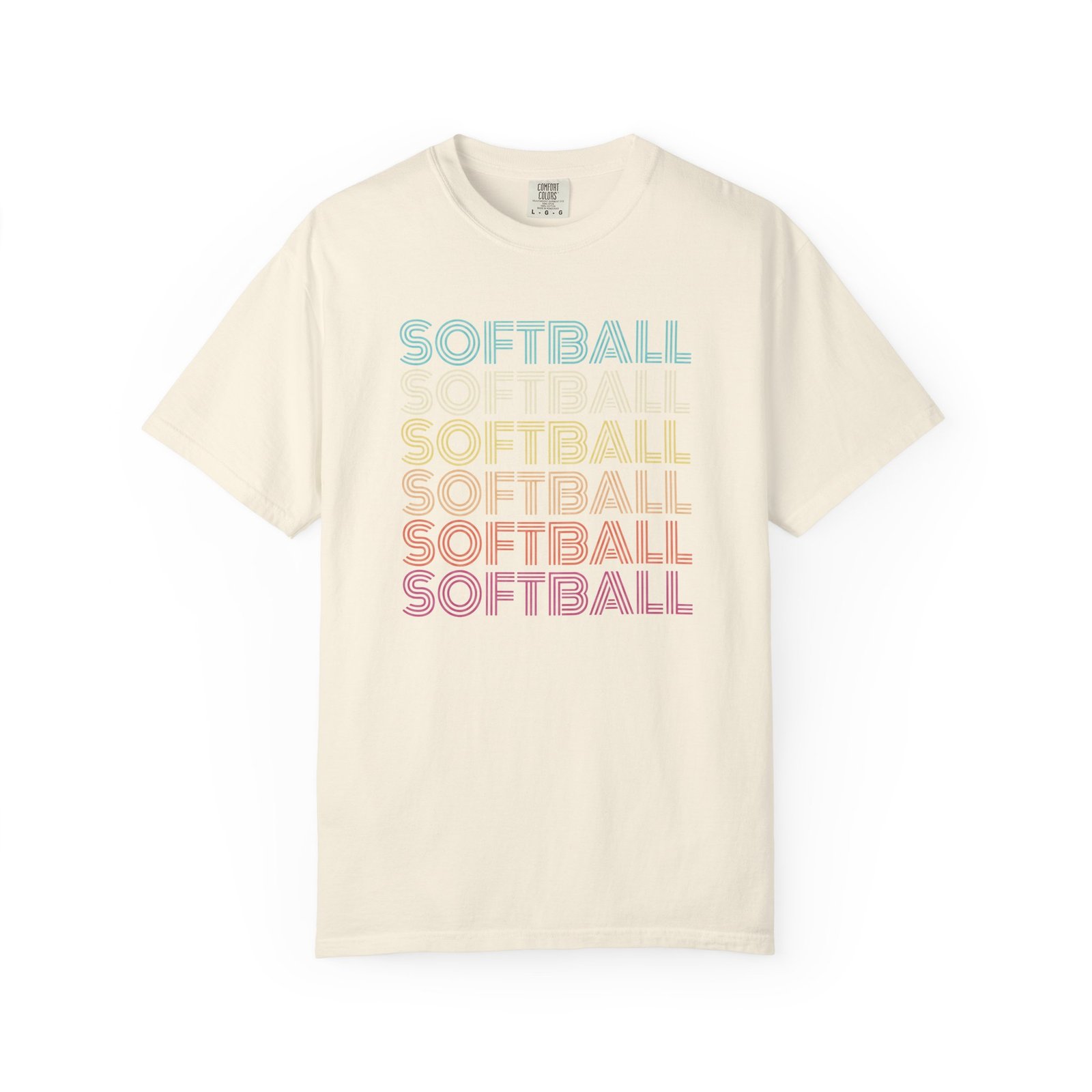 softball retro wave tee — pastel repeating softball graphic on comfort colors 1717 t shirt