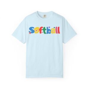 copy of softball colorful kids tee — playful retro lettering softball design on comfort colors 1717 t shirt