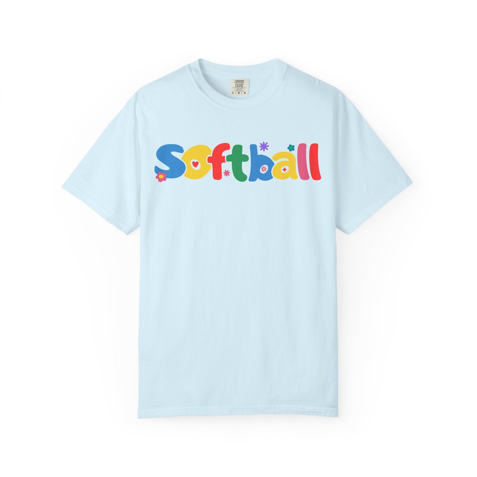 copy of softball colorful kids tee — playful retro lettering softball design on comfort colors 1717 t shirt