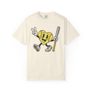 softball heart figure t‑shirt – cute retro softball love design on comfort colors tee