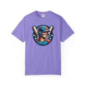 softball player graphic shirt — retro batter softball t‑shirt on comfort colors 1717 tee