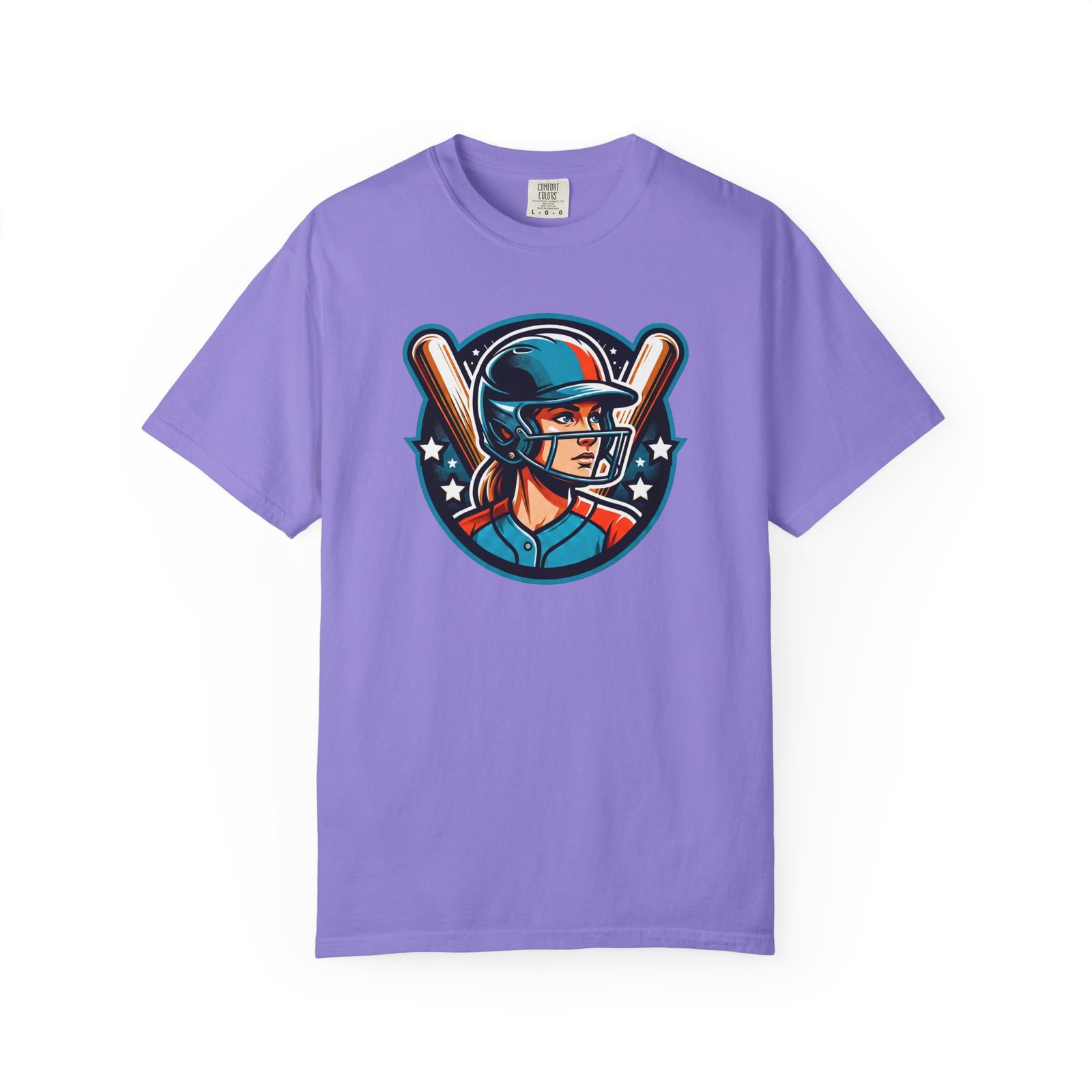 softball player graphic shirt — retro batter softball t‑shirt on comfort colors 1717 tee