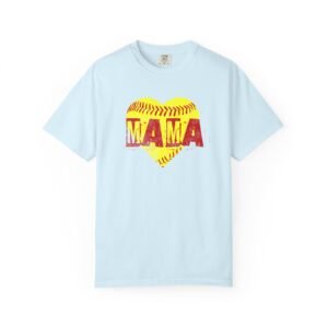 softball heart 'mama' tee — softball mom / mother shirt on comfort colors 1717 t shirt