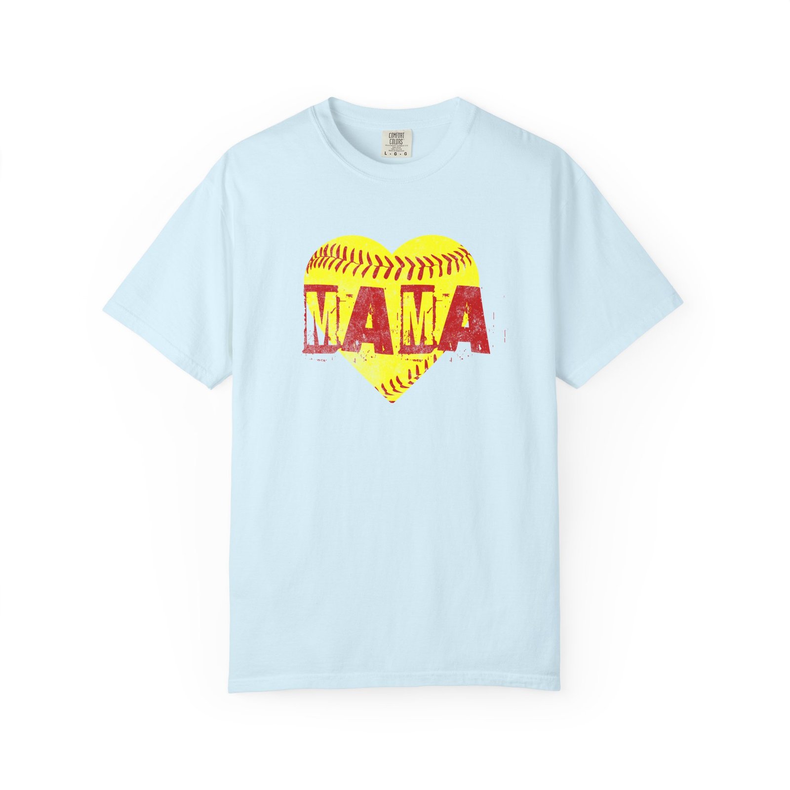 softball heart 'mama' tee — softball mom / mother shirt on comfort colors 1717 t shirt
