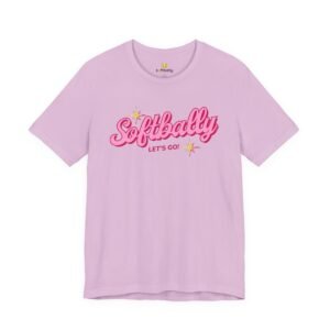 softbally “let’s go!” tee — bubble gum retro softball shirt