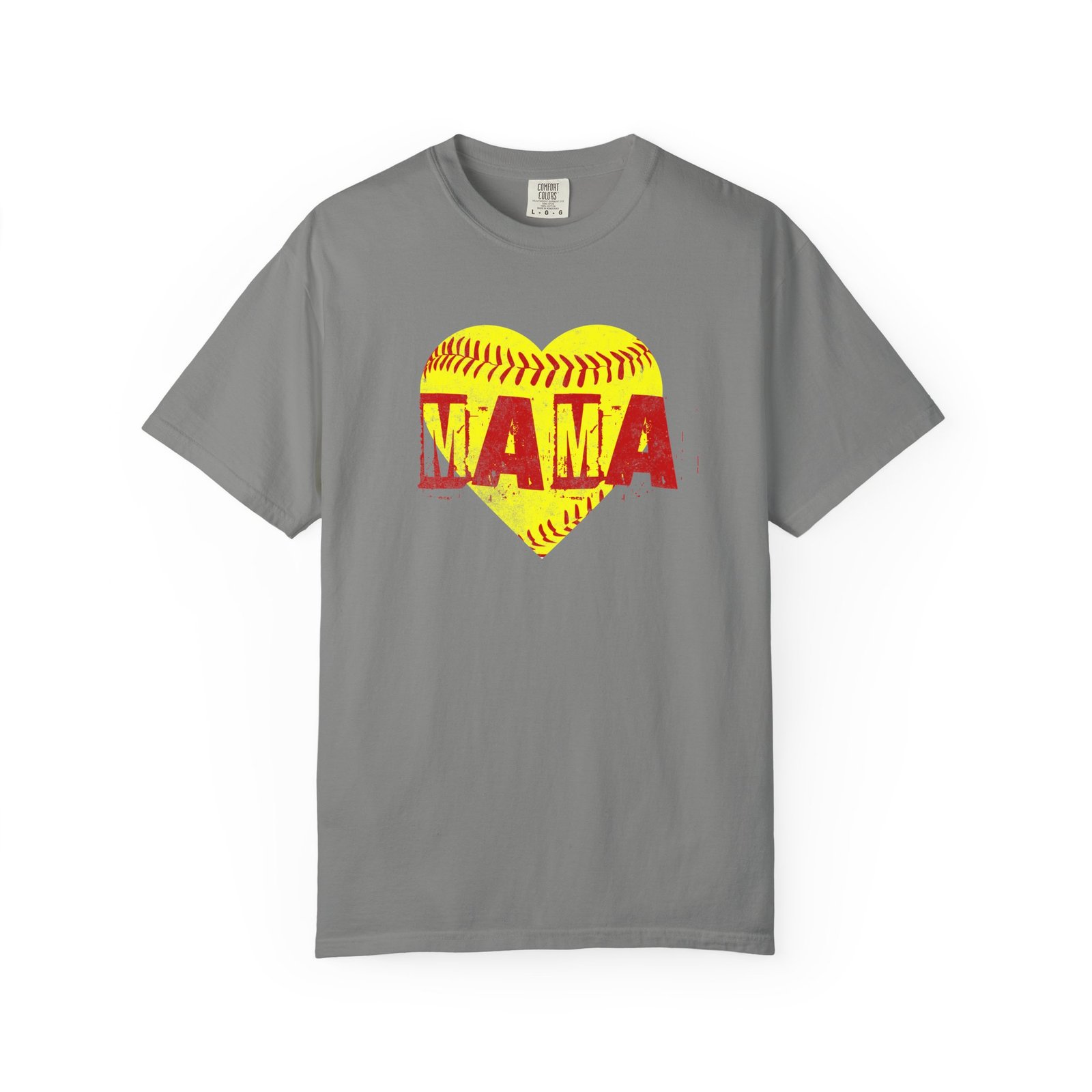 softball heart 'mama' tee — softball mom / mother shirt on comfort colors 1717 t shirt