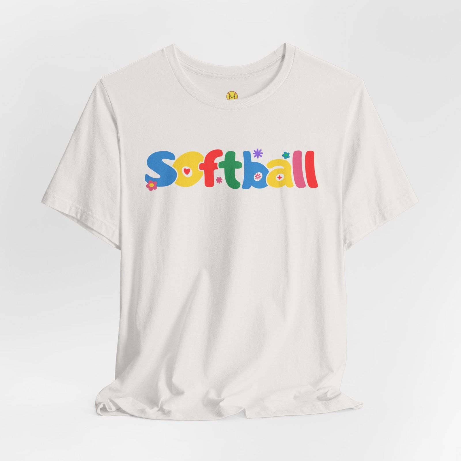 softball colorful kids tee — playful retro lettering softball shirt softball colorful kids tee — playful retro lettering softball shirt