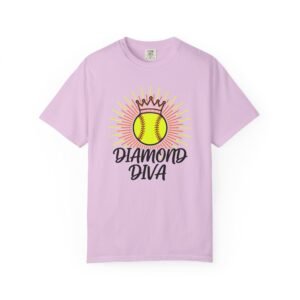 diamond diva softball tee — graphic shirt for players & fans on a comfort colors 1717 t shirt