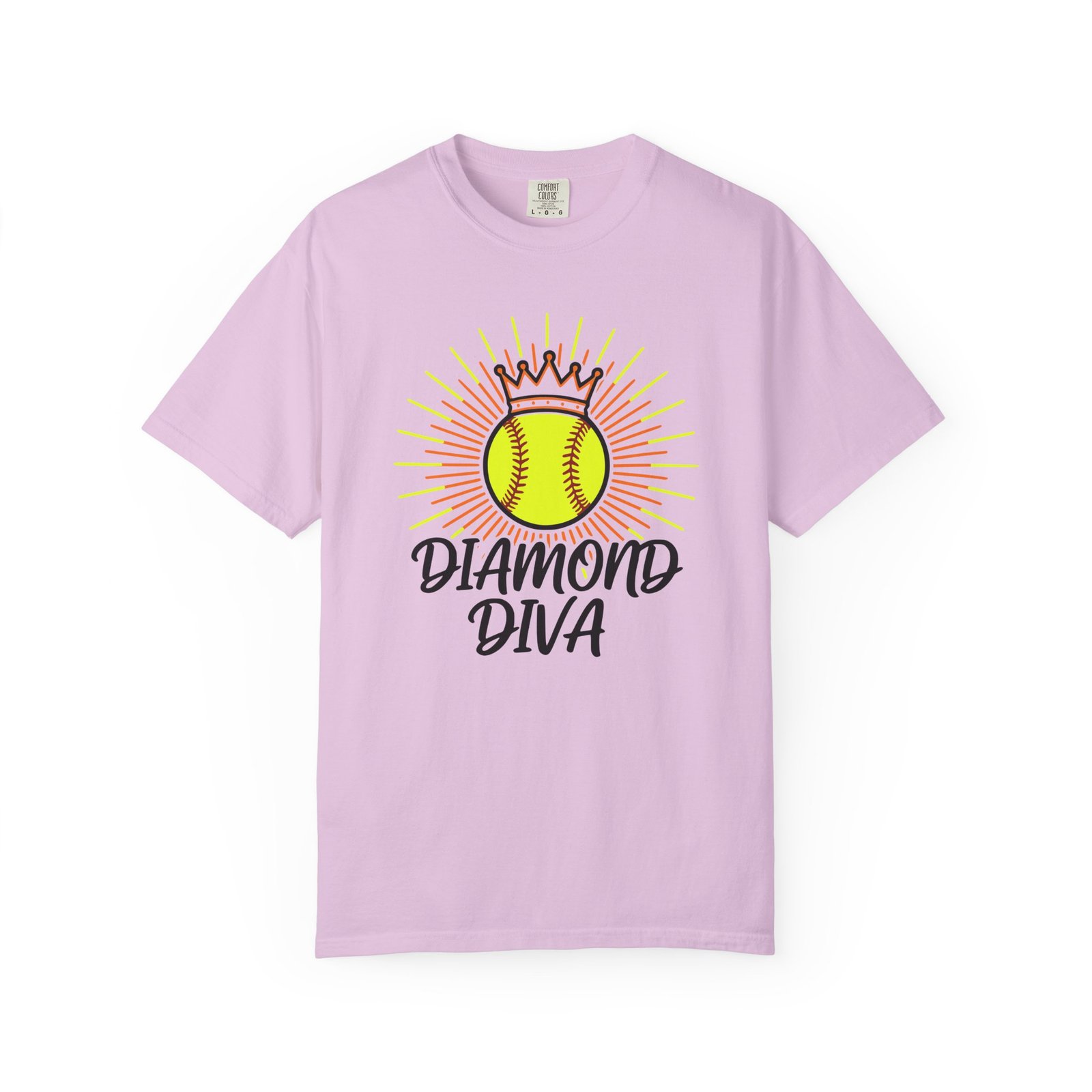 diamond diva softball tee — graphic shirt for players & fans on a comfort colors 1717 t shirt