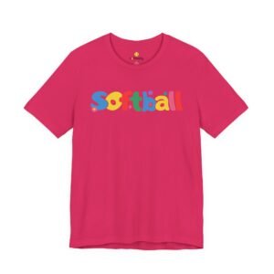 softball colorful kids tee — playful retro lettering softball shirt