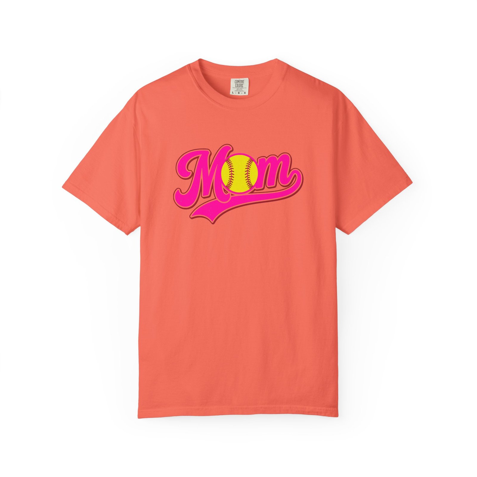 softball mom t shirt pink retro script mom with softball graphic on comfort colors 1717 tee