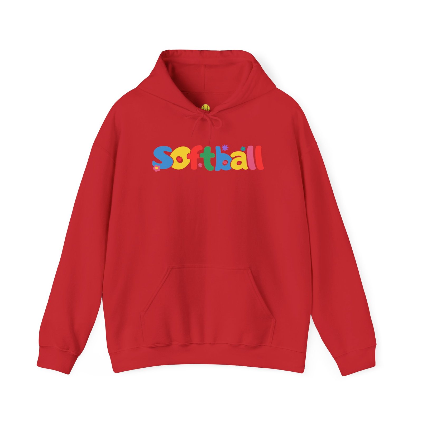 softball colorful hoody — playful retro lettering softball hooded sweatshirt