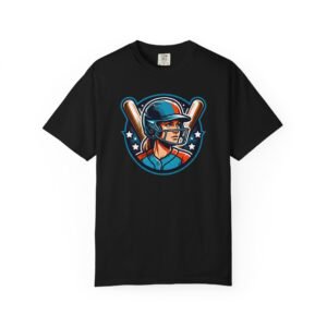 softball player graphic shirt — retro batter softball t‑shirt on comfort colors 1717 tee