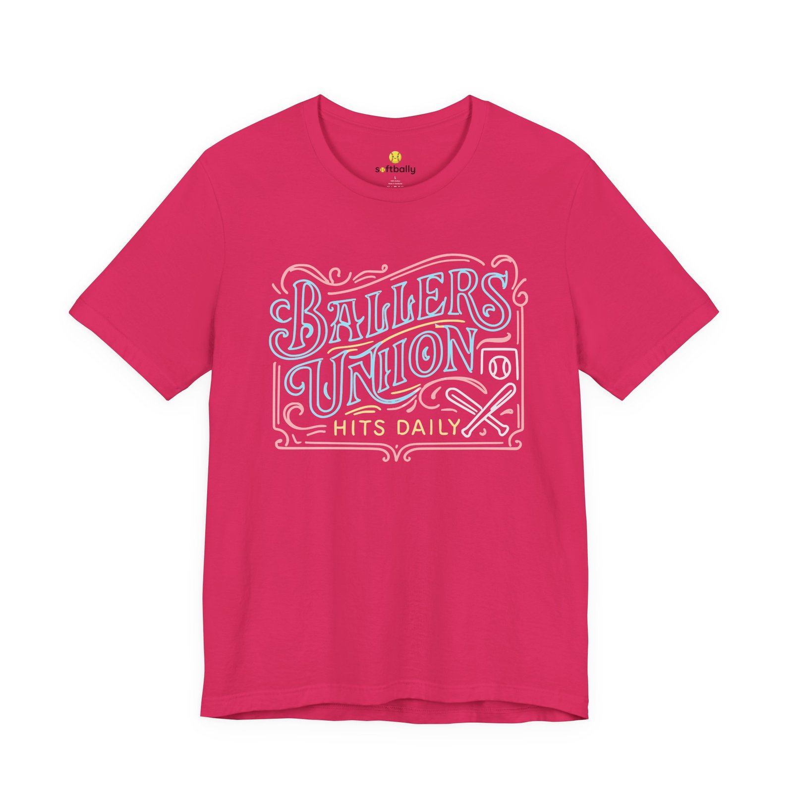 ballers union tee — 'ballers union hits daily' retro neon sign style t‑shirt ballers union tee — 'ballers union hits daily' retro neon sign style t‑shirt