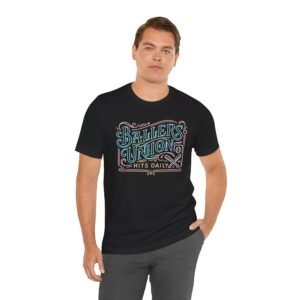 ballers union tee — 'ballers union hits daily' retro neon sign style t‑shirt