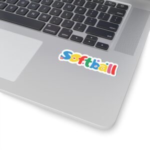 softball colorful logo kiss cut sticker