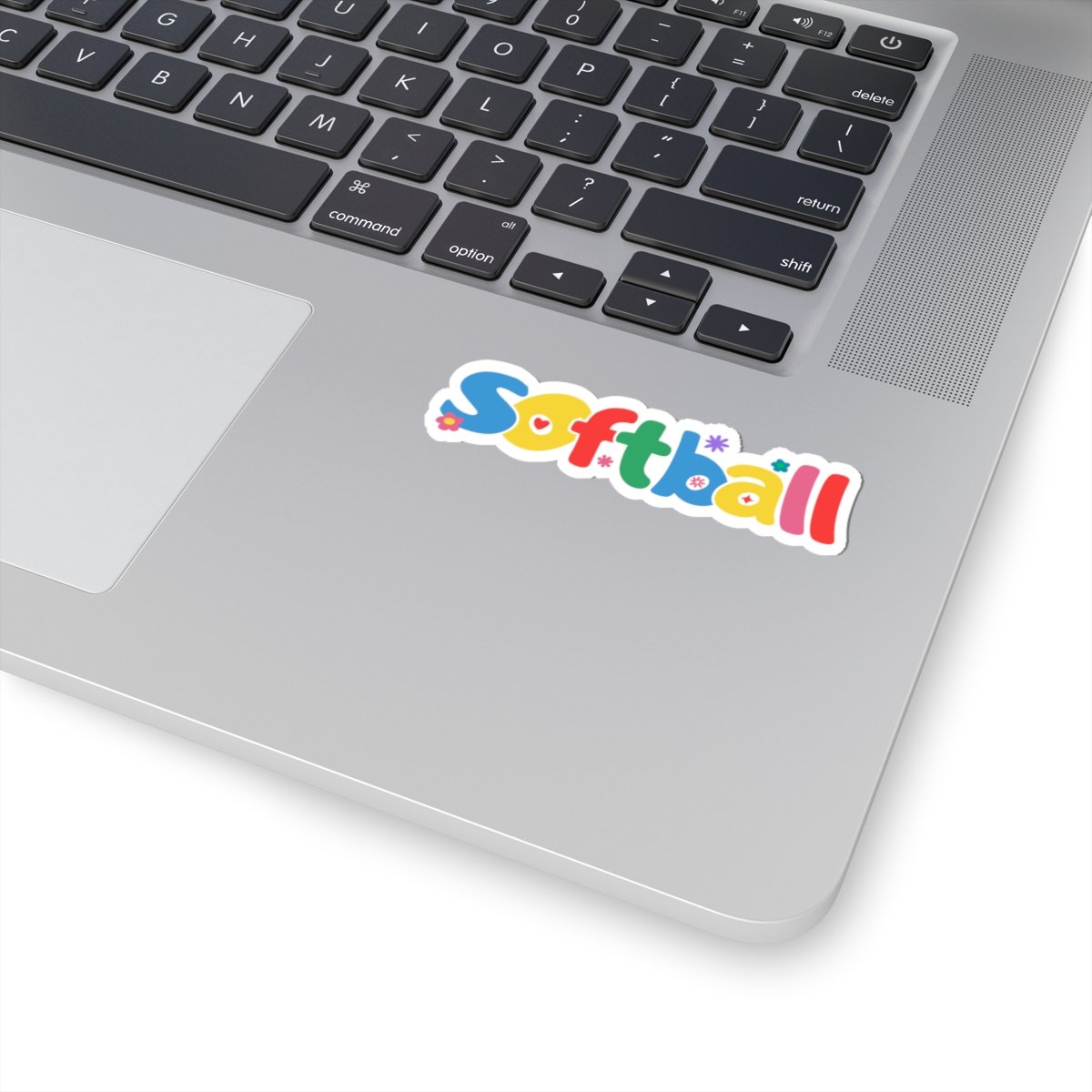 softball colorful logo kiss cut sticker