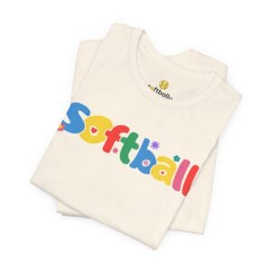 softball colorful kids tee — playful retro lettering softball shirt