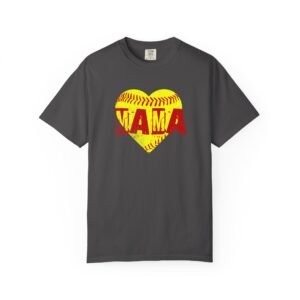 softball heart 'mama' tee — softball mom / mother shirt on comfort colors 1717 t shirt