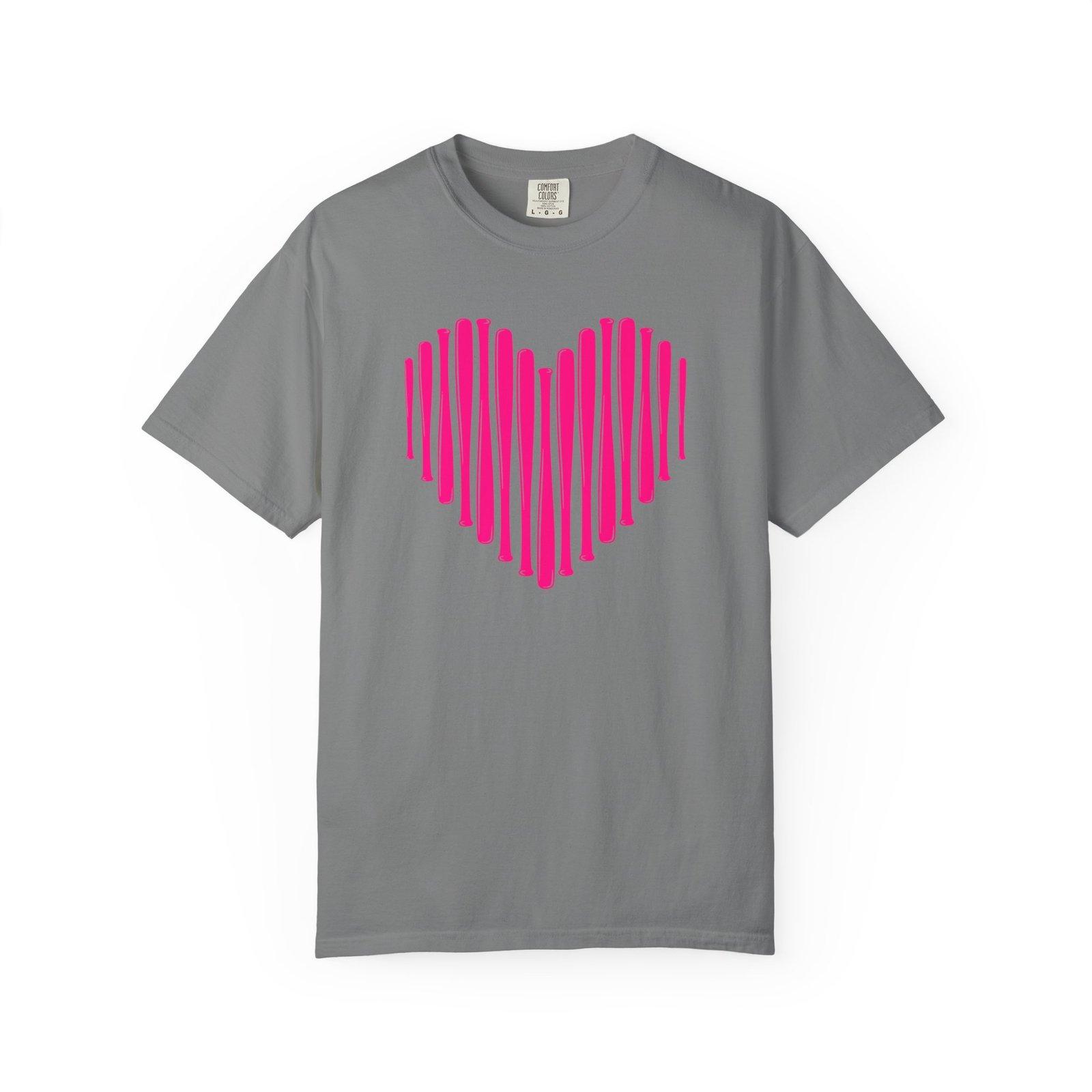 heart bats softball tee pink heart graphic t shirt on comfort colors 1717 shirt