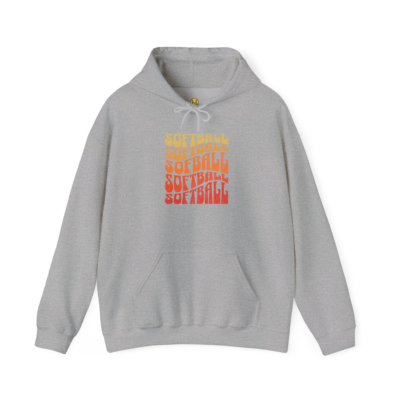 softball retro stack hoodie — vintage sunset gradient softball graphic hooded sweatshirt